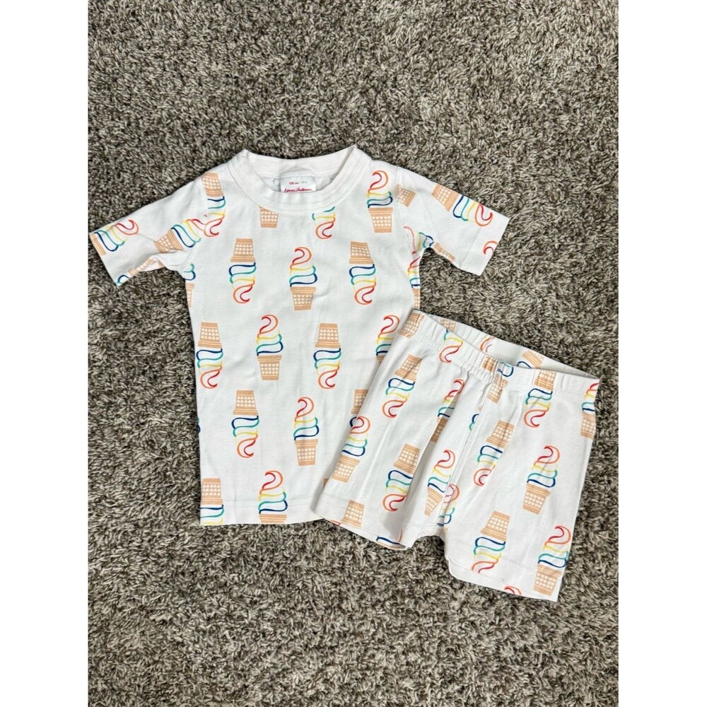 Hanna Andersson Short John Pajamas In Organic Cotton Size 4 100CM Ice Cream Cone